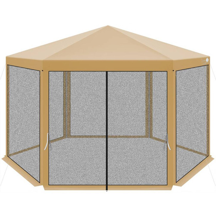 PAWILON OGRODOWY SZEŚCIOKĄTNY 2x2x2x2.5M Z MOSKITIERĄ BEŻOWY