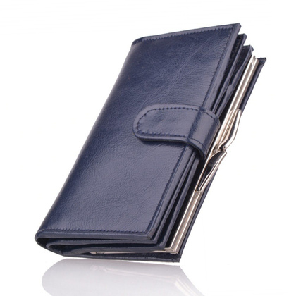 Portfel damski skórzany KEMER P13 Granatowy - min. zamówienie 20 / 50 / 100 szt.