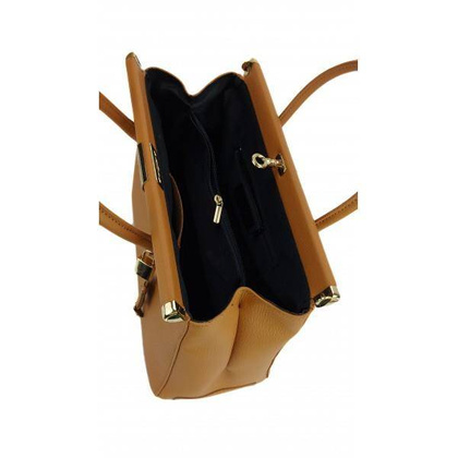 Duży kufer- torba kłódka A4 Włoska Vera Pelle , Camel AL35C