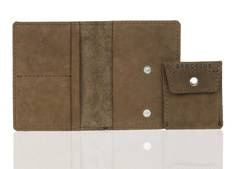Elegancki portfel ze skóry na karty i monety BRØDRENE SW01+ jasny brąz - min. zamówienie 20 / 50 / 100 szt.