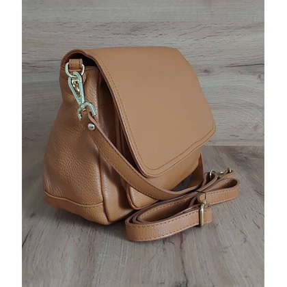 Piękna listonoszka dużo schowków ,skórzana Włoska raportówka A5 Camel VP954C