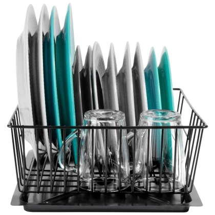 Suszarka na naczynia talerze kubki czarna komorowa ociekacz do naczyń 35x29x13,5 cm