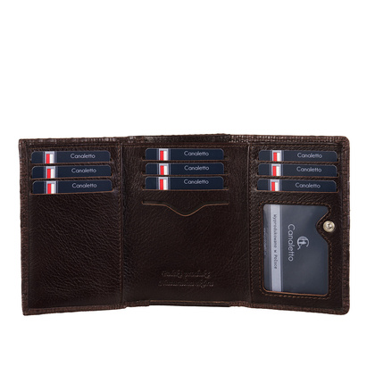 Mały damski portfel skórzany plecionka Canaletto na zatrzask PD1221cs289 GR