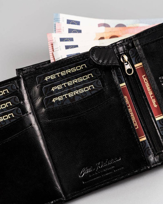 Carbonowy, skórzany portfel męski na karty