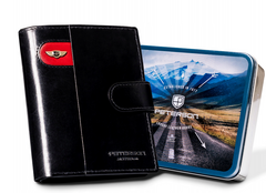 Duży, skórzany portfel męski zamykany na zatrzask