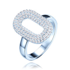 MINET Luksusowy pierścien srebrny z białymi cyrkoniami wielkość 21