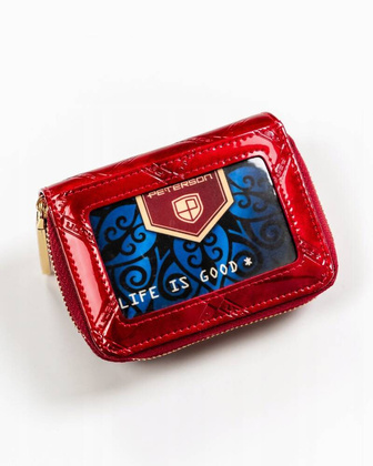 Maly skorzany portfel damski na suwak i zatrzask