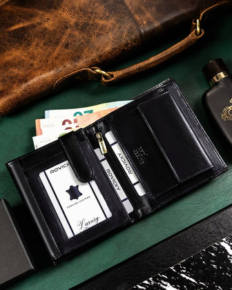 Duzy skorzany portfel meski z systemem RFID