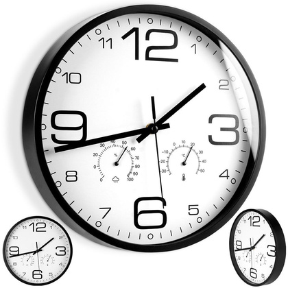 Zegar ścienny z termometrem i higrometrem biały 30 cm