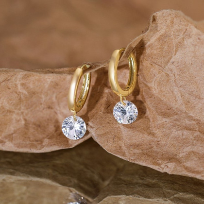 Kolczyki wiszące ze stali szlachetnej platerowane 14k złotem, sztyft srebro S925 KST3391