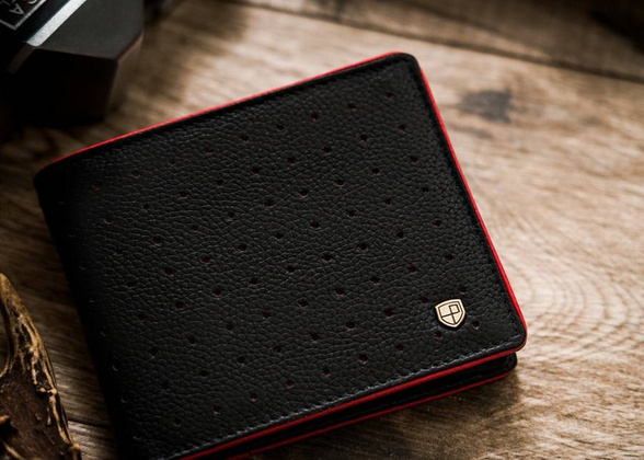 Skórzany, sportowy portfel męski z ochroną kart rfid