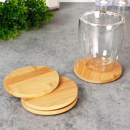 Podstawka podkładka pod kubek garnek bambus zestaw 4 szt.