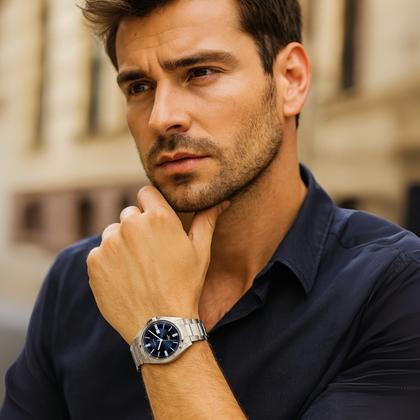 LAVVU Zegarek ze szkłem szafirowym HALLAND Blue