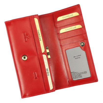 Duży portfel damski skórzany 946 47 RFID Czerwony