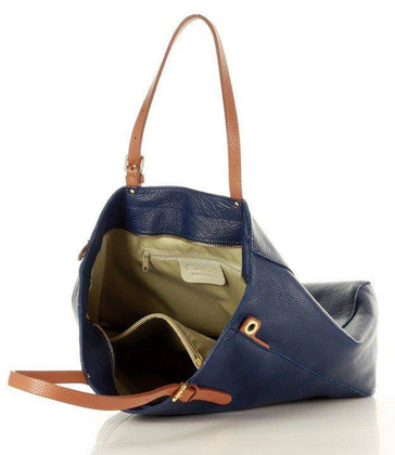 MARCO MAZZINI Elegancka torba skórzana sustainable leather bag granatowa - min. zamówienie 20 / 50 / 100 szt.