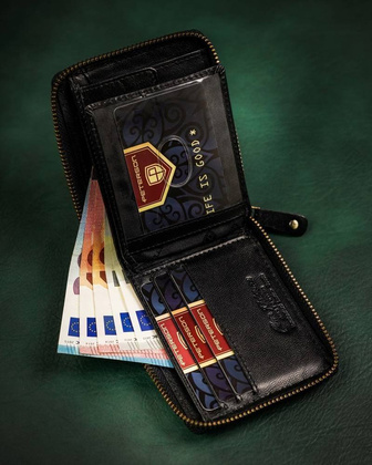 Poziomy portfel męski ze skóry naturalnej