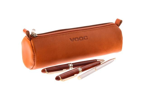 Duży okrągły piórnik Vintage P35 koniak