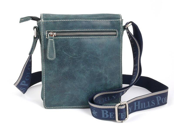 BH-322 NEBRASKA Torba na ramię skórzana Niebieska