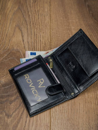 Portfel męski z licowej skóry naturalnej o atrakcyjnym wykończeniu