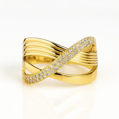 Pierścionek pozłacany stal chirurgiczna platerowana złotem PST959, Rozmiar pierścionków: US6 EU11