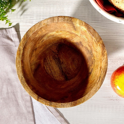Miska misa na owoce do serwowania dań drewniana 19,5 cm 1 l