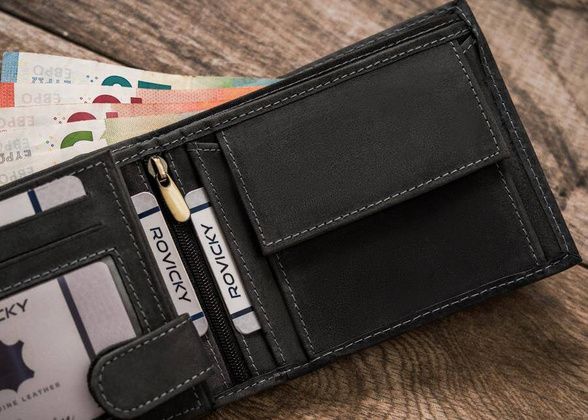 Portfel męski skórzany N992-CHM DEER Czarny