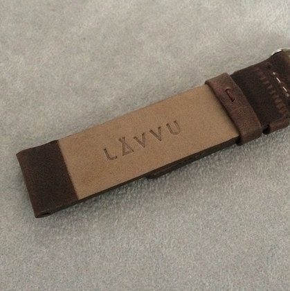 LAVVU Ciemnobrązowy gładki pasek PLAIN z luksusowej skóry Top Grain - 18