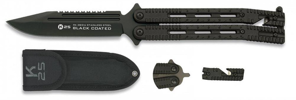 Nóż motylek K25 36214 Balisong Czarny