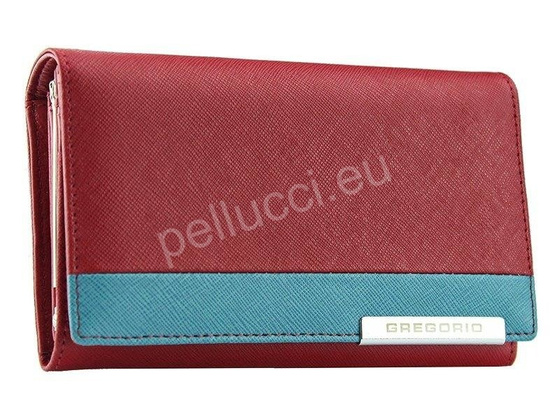 Portfel damski skórzany PELLUCCI FRZ-101 Czerwony + niebieski