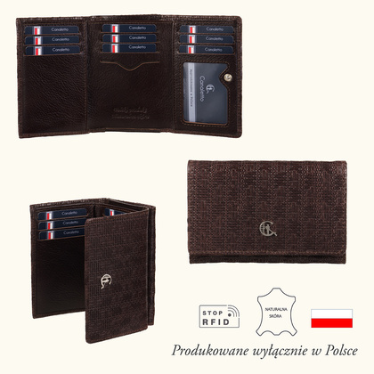 Mały damski portfel skórzany plecionka Canaletto na zatrzask PD1221cs289 GR