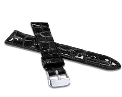 LAVVU Czarny szyty pasek lakierowany CROCO OCALA z luksusowej skóry Top Grain - 14