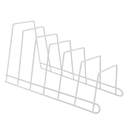 Stojak na pokrywki i talerze metalowy biały 34x17x18,5 cm