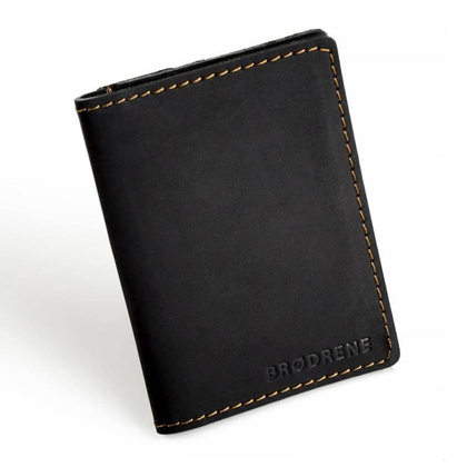 Czarny cienki portfel ze skóry naturalnej z bilonem slim wallet BRØDRENE SW04 - min. zamówienie 20 / 50 / 100 szt.