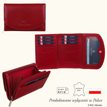 Czerwony skórzany Portfel damski Canaletto PD1202cs165 RFID