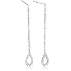 MINET Kolczyki przeciągane wiszące srebrne z białymi cyrkoniami