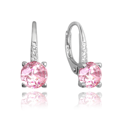 MINET Eleganckie kolczyki srebrne z różową cyrkonią