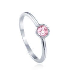 MINET Srebrny pierścionek kwiat z różową cyrkonią wielkość 10 cyrkoniami wielkość 45