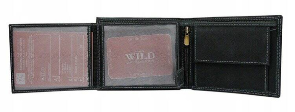 Poziomy portfel z elementami jeansu skora naturalna nubuk