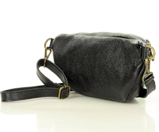 Listonoszka nerka torebka skórzana półksiężyc Italian style - Marco Mazzini metaliczny czarny - min. zamówienie 20 / 50 / 100 szt.