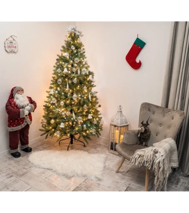 Choinka sztuczna PE09 180 cm FULL PE jasnozielona gęsta z metalowym stojakiem