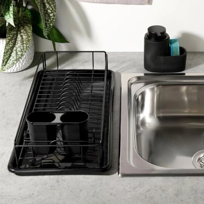 Suszarka na naczynia czarna 50x24x9 cm