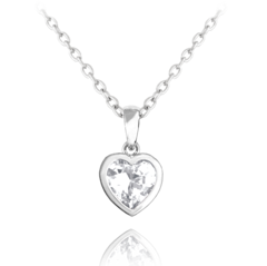 MINET Naszyjnik srebrny SERCE z białą cyrkonią