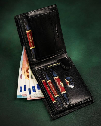 Duży, skórzany portfel męski bez zapięcia peterson