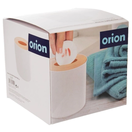 Mini kosz łazienkowy na śmieci odpady biały z bambusową pokrywką stołowy 1,5 l