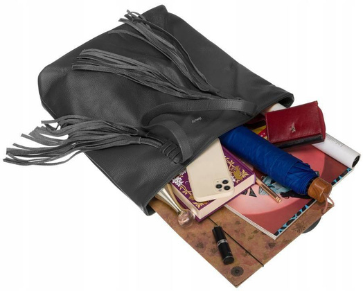 Shopperka damska z frędzlami Rovicky Szara