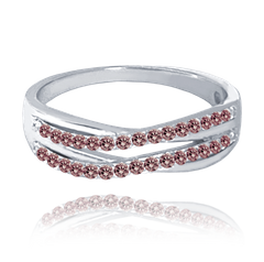 MINET Pierścien srebrny elegancki z brązowymi cyrkoniami wielkość 15