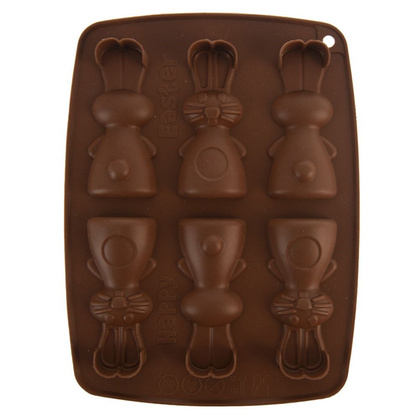 Forma do ciastek i pralin silikonowa brązowa zajączek
