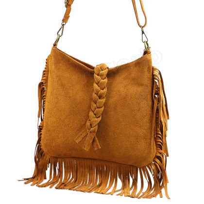 Torebka damska skórzana 25-073 Ciemny brąz