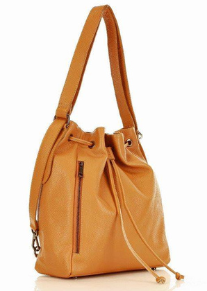 MARCO MAZZINI Miejska torebka skórzana na ramię torba plecak convertible leather bag brąz camel - min. zamówienie 20 / 50 / 100 szt.