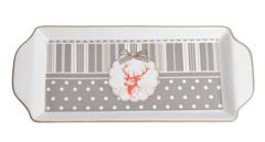 Talerz podłużny na ciasto z reniferem